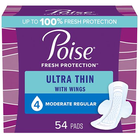 Poise Incontinence Ultra Thin 4 - Moderate Regular (54 ct)