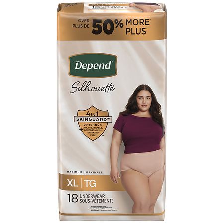 Depend Silhouette Incontinence & Postpartum Underwear for Women Extra-Large  Size
