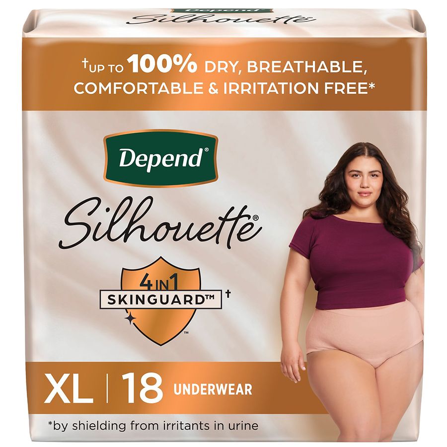 Depend Silhouette Incontinence and Postpartum Underwear for Women, Small, 4  Ct