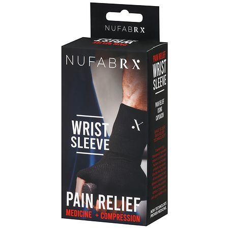 Nufabrx Pain Relief Medicine + Compression Pain Relief Wrist Sleeve Black