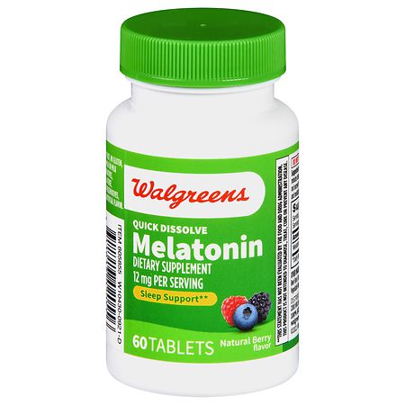 Walgreens Quick Dissolve Melatonin 12 mg Tablets Natural Berry