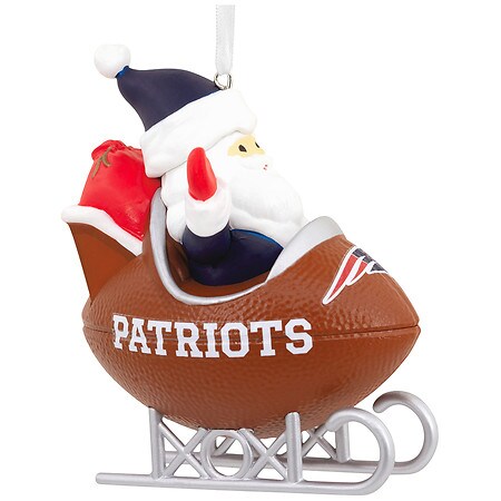 Hallmark NFL New England Patriots Santa Football Sled Christmas Ornament
