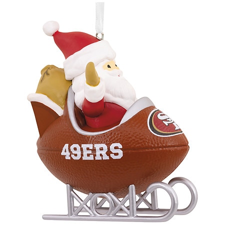 Hallmark NFL San Francisco 49ers Santa Football Sled Christmas Ornament