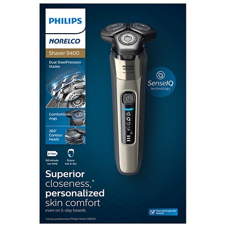 Philips Norelco Shaver 9500 Rechargeable Wet & Dry Electric Shaver (S9985/ 84) Silver