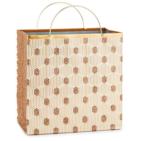 Hallmark Medium Square Gift Bag, Gold Geometric