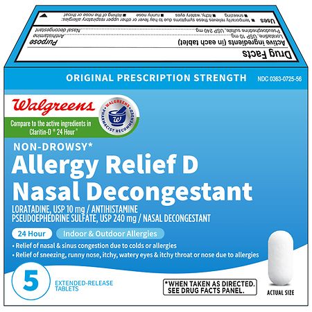 Walgreens Non-Drowsy Allergy Relief D Nasal Decongestant Extended-Release Tablets