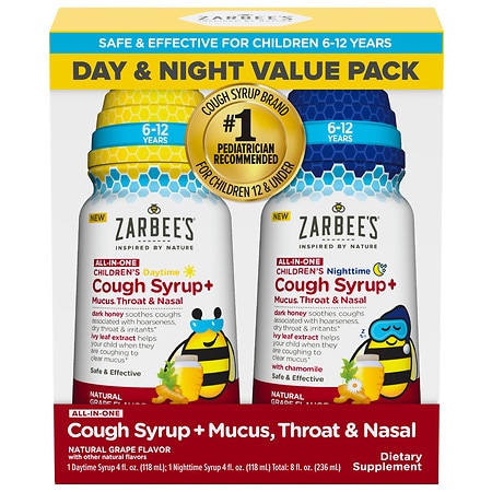 Zarbee's Children's All-in-One Cough Day/ Night, Ages 6-12, Grape