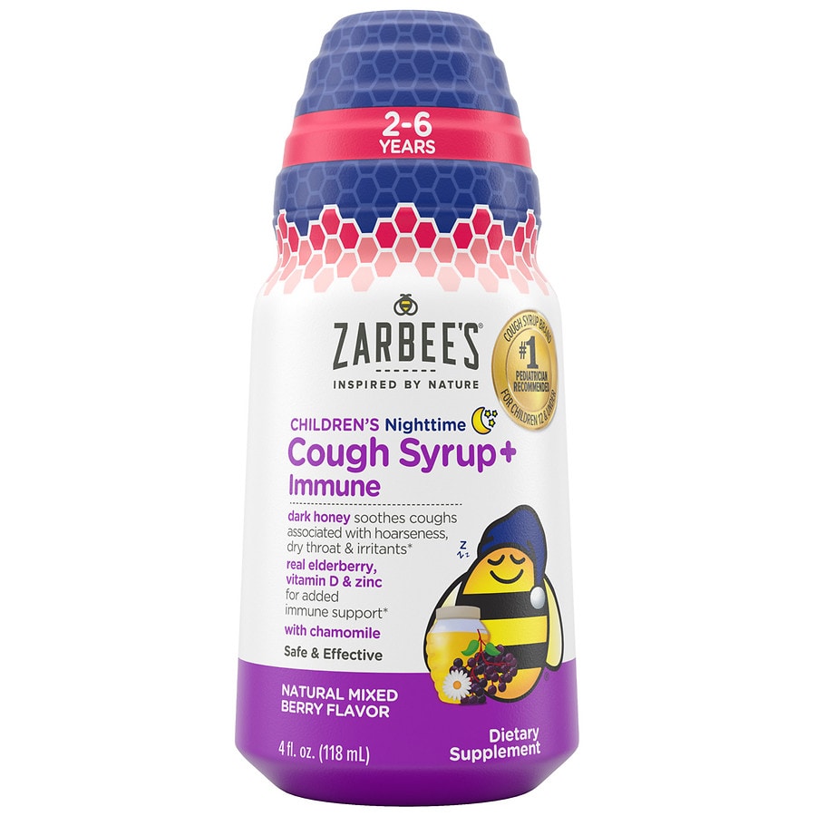 Zarbee's Children's Nighttime Cough Syrup + Immune, 2-6 Years Natural Mixed Berry