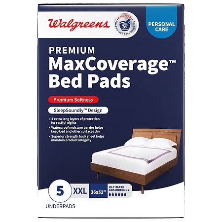 Walgreens Premium MaxCoverage Bed Pads XXL, 36 x 51 inches