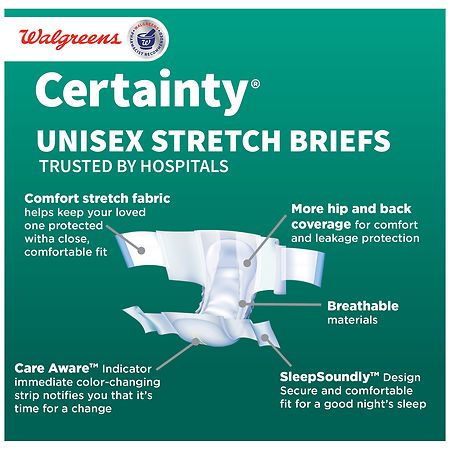 Walgreens Certainty Unisex Stretch Briefs Maximum Absorbency L/XL