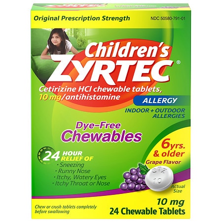 Children's Zyrtec 24 Hour Children's Allergy Chewable Tablets, Grape