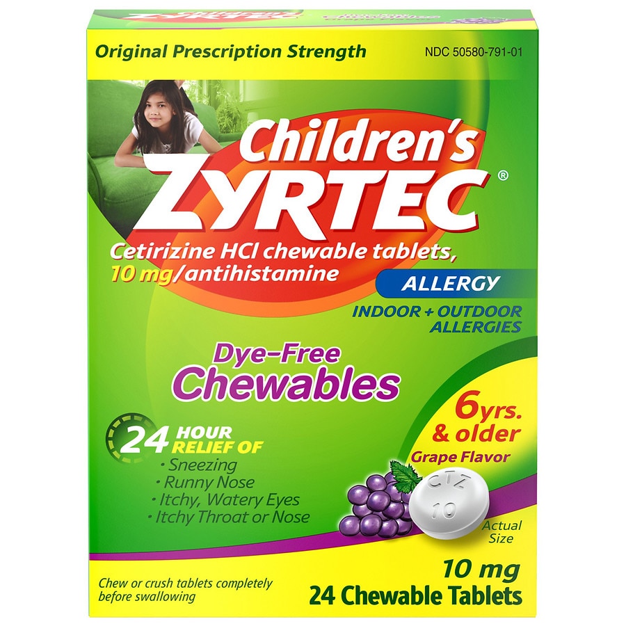 Photo 1 of 24 Hour Children's Allergy Chewable Tablets, Grape
BB 01/2025