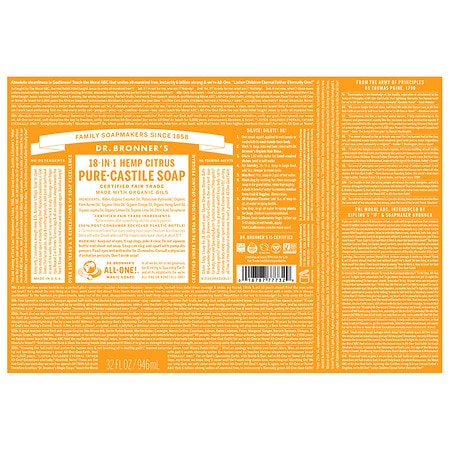 Organic Castile Bar Soap Citrus Orange