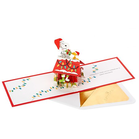 Hallmark Signature Paper Wonder Peanuts Pop Up Christmas Card, Snoopy's Dog House