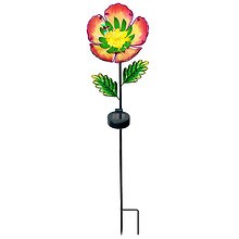 Festive Voice Glass Flower Solar Stake, Yellow 