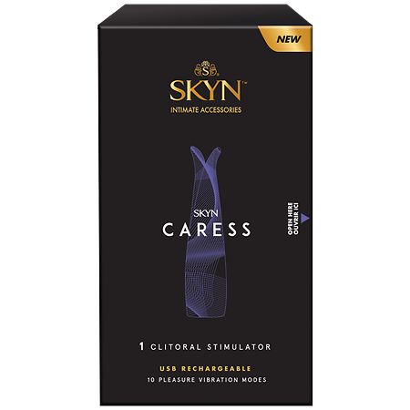 SKYN Caress Clitoral Stimulator  Rechargeable Vibrator  10 Pleasure Modes  Purple