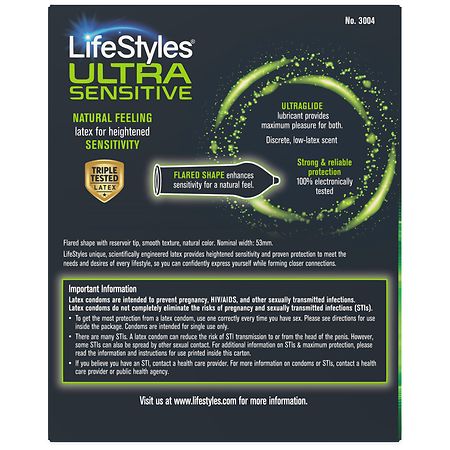 lifestyles lubricated latex condom Lifestyles Ultra Sensitive Condoms main image 0