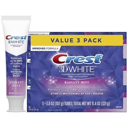 UPC 030772000380 product image for Crest 3D White Radiant Mint, Toothpaste Mint - 3.8 OZ x 3 pack | upcitemdb.com