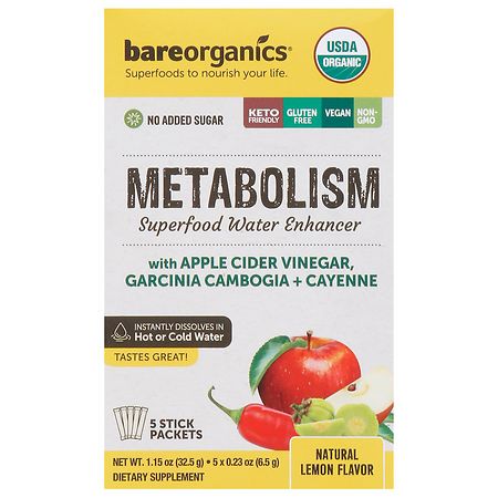 BareOrganics Metabolism Superfood Water Enhancer Lemon