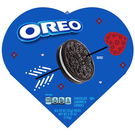 Oreo Chocolate Sandwich Cookies, Valentine's Day, Heart Shaped Box - 0.78 oz x 8 pack