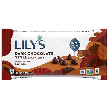 Lily's No Sugar Added, Baking Chips, Bag Dark Chocolate Style