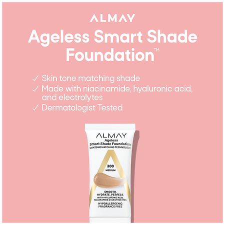 Almay Smart Shade Ageless Anti-Aging Foundation | Mit Hyaluronsäure | Passt Sich Dem Hautton An | Für Ein Natürliches Finish