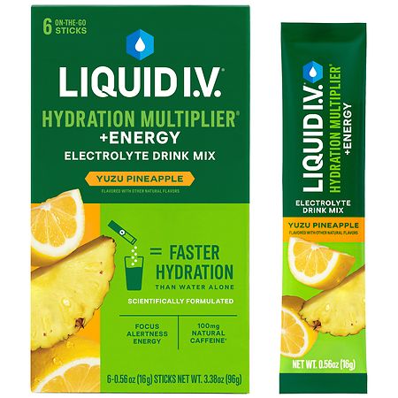 Liquid I.V. Energy Multiplier Sugar-Free Drink Mix Yuzu Pineapple