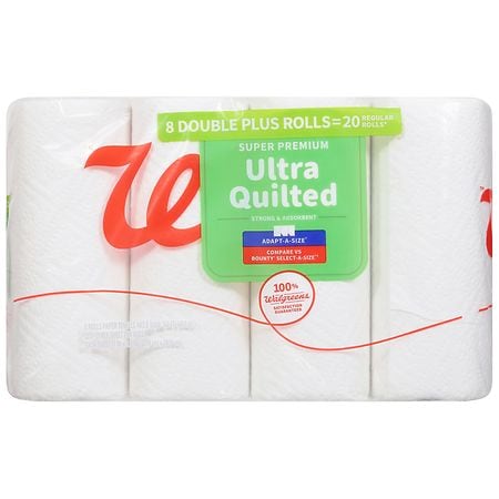 Bounty Paper Towels, Double Plus Rolls, Select-A-Size, White, 2-Ply 8 ea