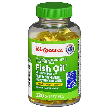 Walgreens Wild-Caught Alaskan Half-the-Size Fish Oil with Omega-3 1200 mg Softgels
