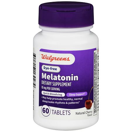 Walgreens Dye Free Melatonin 10 mg Quick-Dissolving Tablets Natural Cherry