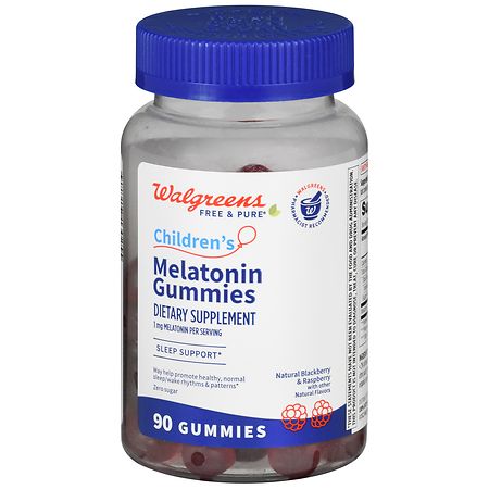 Walgreens Free & Pure Children's Melatonin Gummies (90 days) Natural Blackberry & Raspberry