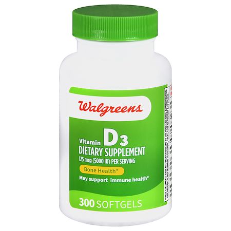 Walgreens Vitamin D3 125 mcg (5000 IU) Softgels