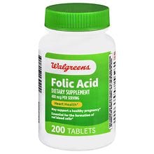 Walgreens Folic Acid 400 mcg (200 Tablets) | Walgreens