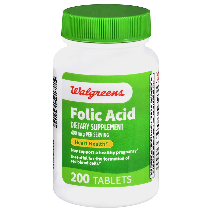 Walgreens Folic Acid 400 Mcg 200 Tablets Walgreens