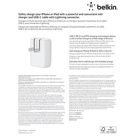 Cargador de pared Belkin Dual de 37 W y cable USB C a USB C