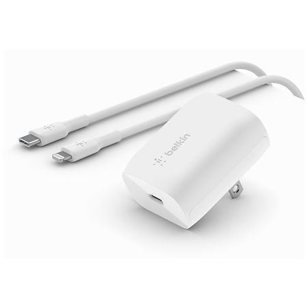 Belkin 20W Fast Charging Phone Charger with USB-C to Lightning Charging Cable White