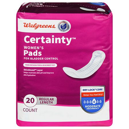 Walgreens Certainty Women's Pads for Bladder Control Moderate Absorbency Regular Length