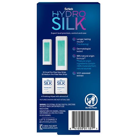 Schick Hydro Silk Ready to Use Targeted Waxing Strips Kit for Face Pubic