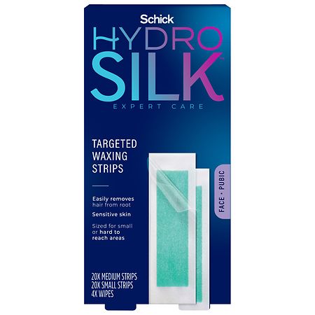 Schick Hydro Silk Ready-to-Use Targeted Waxing Strips Kit for Face + Pubic
