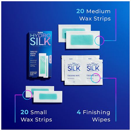 Schick Hydro Silk Ready to Use Targeted Waxing Strips Kit for Face Pubic