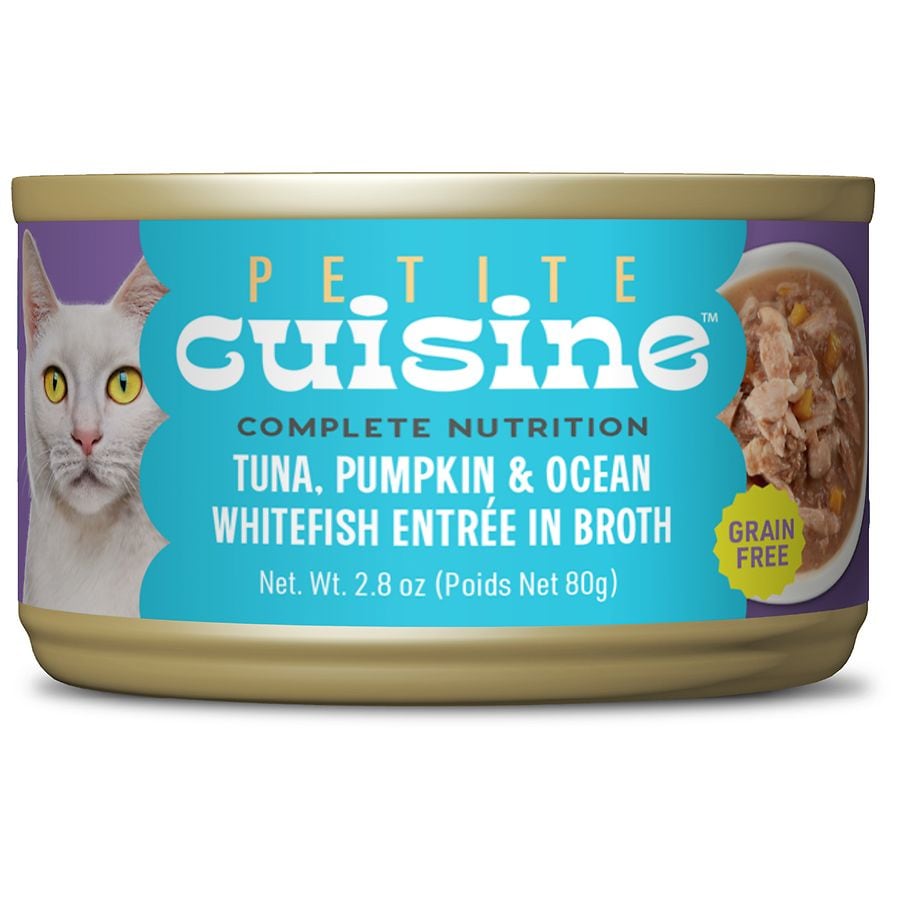 Petite Cuisine Whole Foods Wet Cat Food, Tuna, Pumpkin & Ocean Whitefish Entree in Broth Pumpkin & Ocean Whitefish