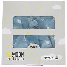 Moon & Stars Blanket & Hat Set, Blue Sun 