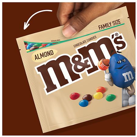M&M's Limited Edition Strawberry Nut/M&M's Almond Resealable Zipper Family  Size (Almond, 6)
