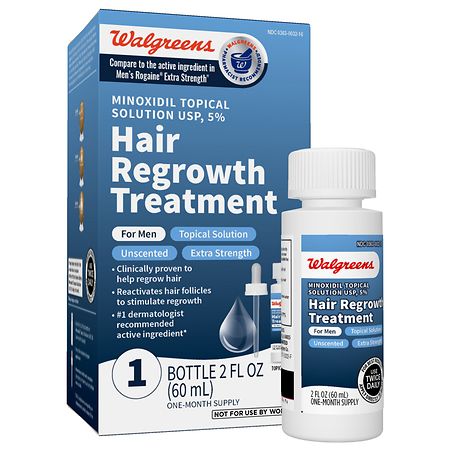 Walgreens Extra Strength Minoxidil Topical Solution Hair Regrowth Treatment for Men Unscented