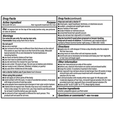 Walgreens Extra Strength Minoxidil Topical Solution Hair Regrowth Treatment for Men Unscented