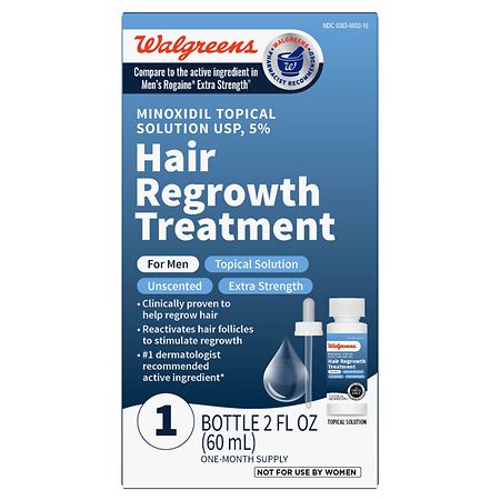 Walgreens Extra Strength Minoxidil Topical Solution Hair Regrowth Treatment for Men Unscented