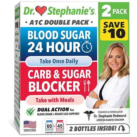 Diabetes Doctor A1C Double Pack Blood Sugar + Carb & Sugar Blocker