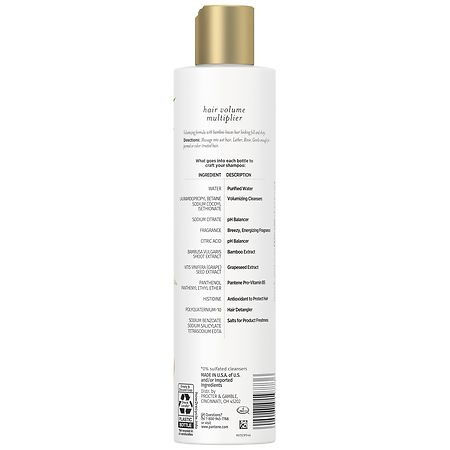 Pantene Nutrient Blends Silicone Free Bamboo Shampoo, Volume Multiplier For  Fine Thin Hair - 9.6 Fl Oz : Target