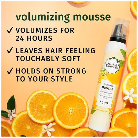 Herbal Essences Volumizing Mousse, Weightless Volume, All Day Hold Mousse for Fine Hair Fresh notes of citrus