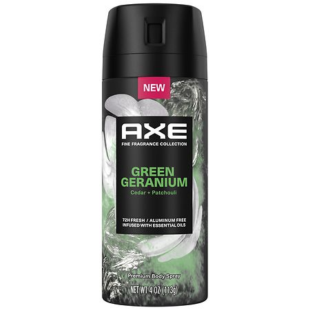 AXE Fine Fragrance Collection Premium Deodorant Body Spray for Men with 72H Odor Protection and Freshness Green Geranium